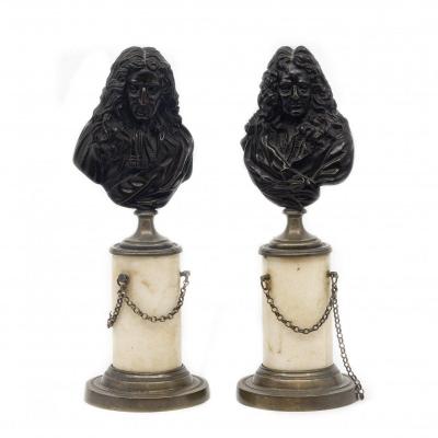 Two Small Busts In Bronze Eighteenth Century - France