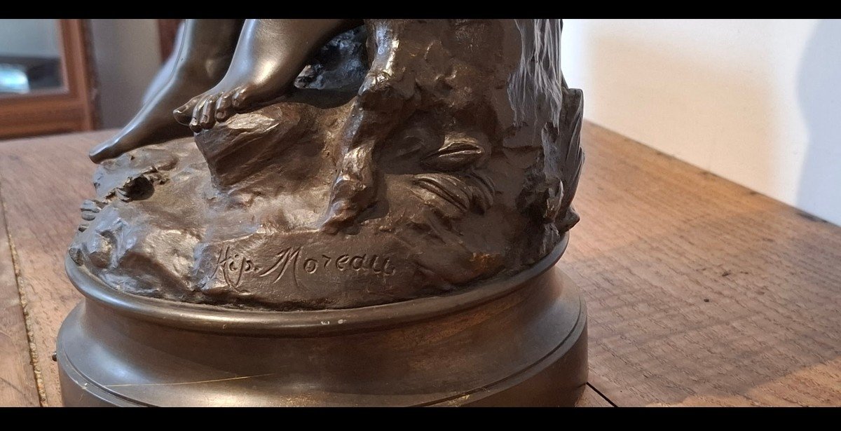 Bronze Of A Young Woman Reading By Hyppolyte Moreau (1832-1926)  -photo-3