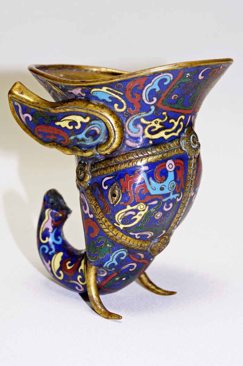 Libatoire Cup Bronze Cloisonné 19th China-photo-3