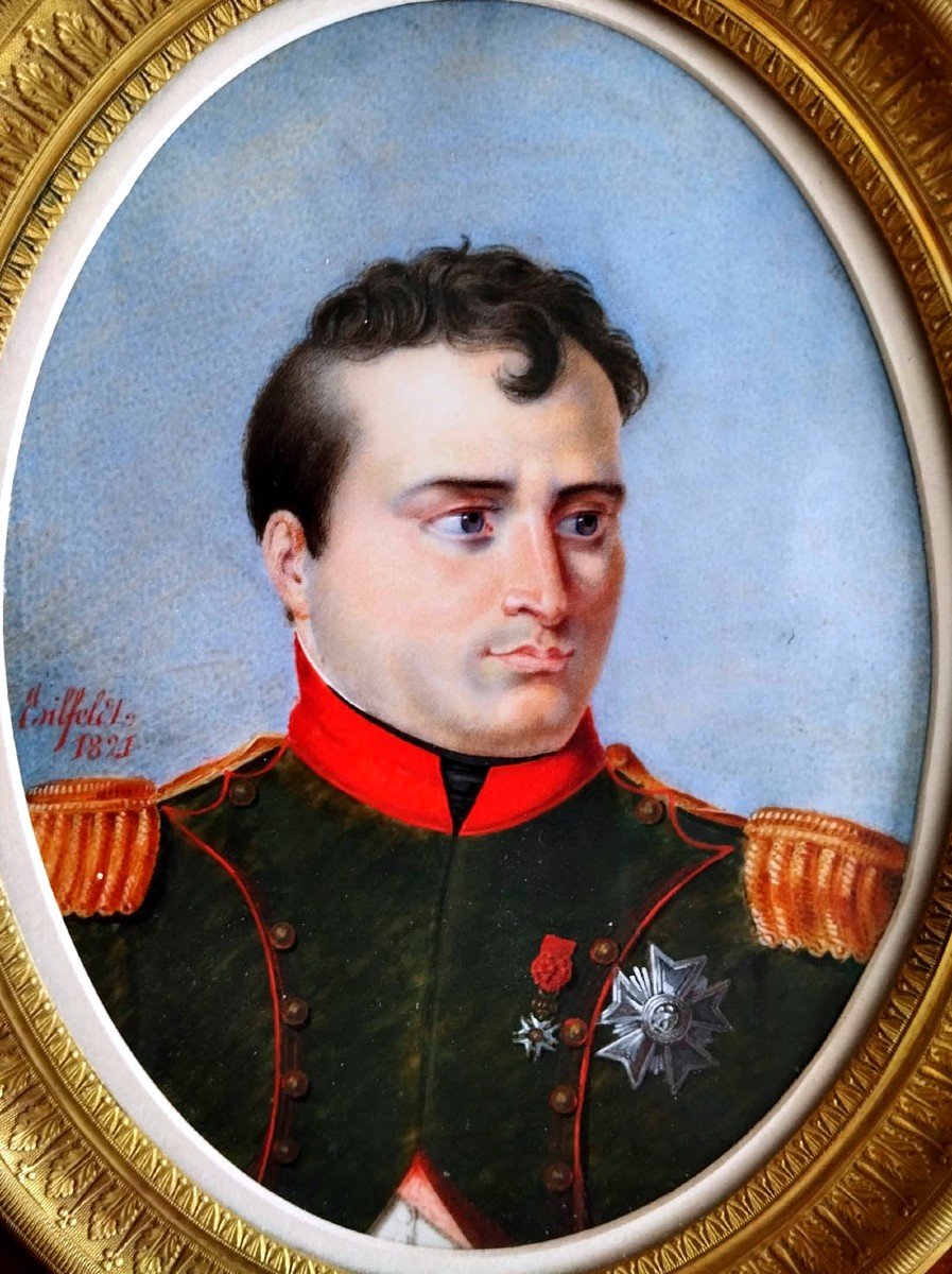 Grande Miniature Portrait De l'Empereur Napoléon 1er par Bilfeldt 1821-photo-3