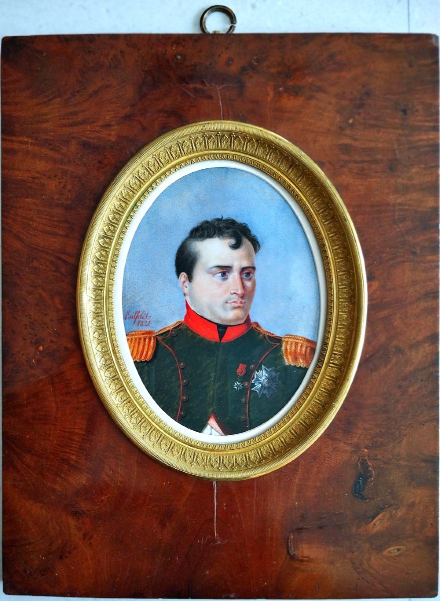 Grande Miniature Portrait De l'Empereur Napoléon 1er par Bilfeldt 1821