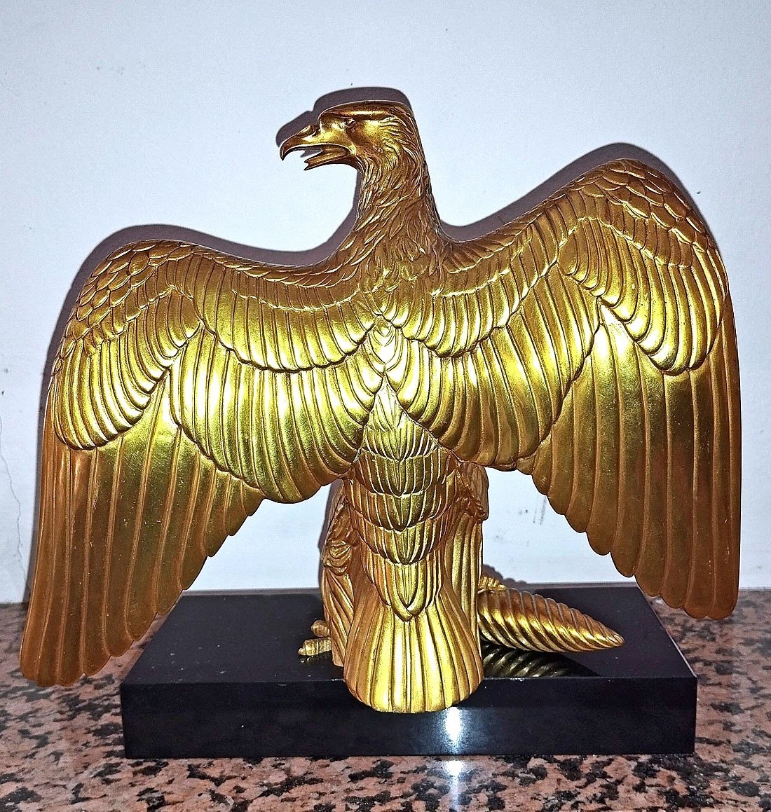 Gilded Bronze Flag Eagle 1st Empire Reproduction-photo-4