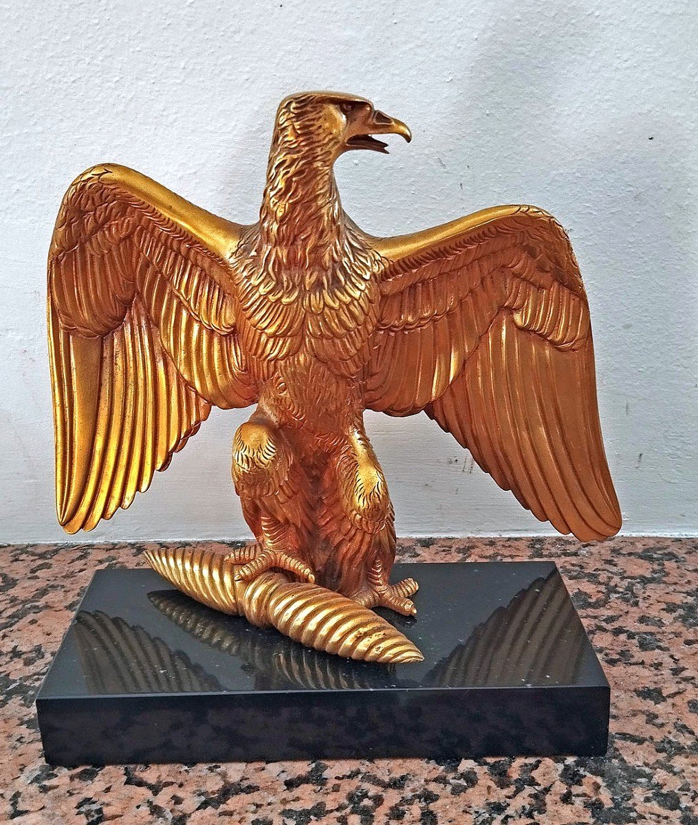 Aigle De Drapeau Bronze Doré 1er Empire Reproduction