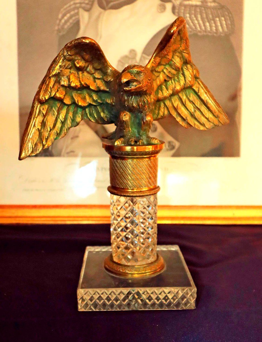 Gilt Bronze Eagle On Cut Crystal Base