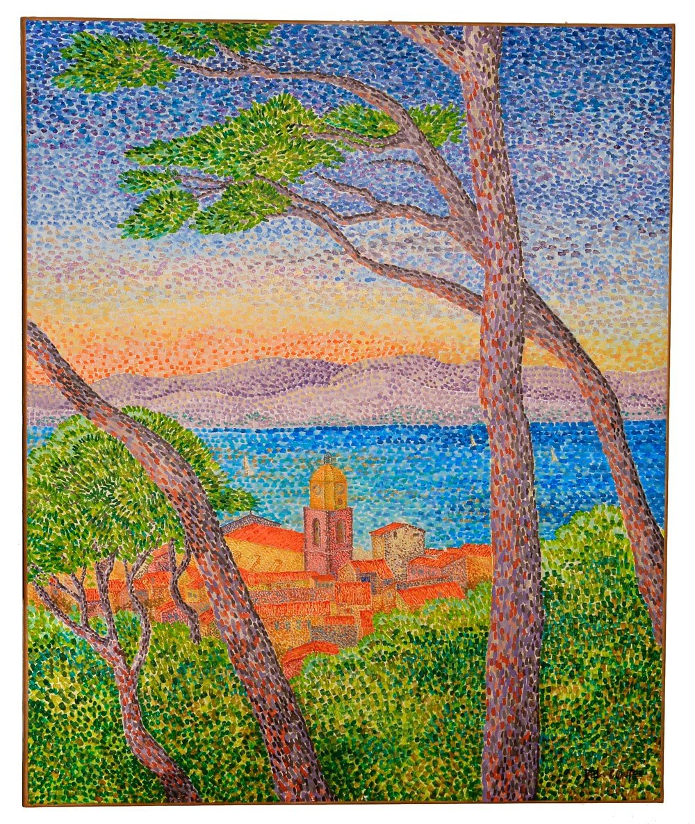 Huile Sur Toile Vue De Saint Tropez 20ème