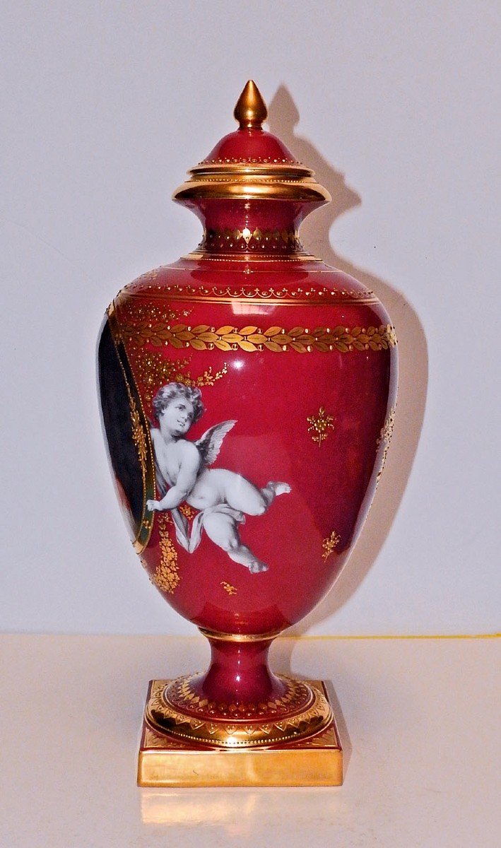 Vase Couvert En Porcelaine De Vienne 19-20 ème-photo-3