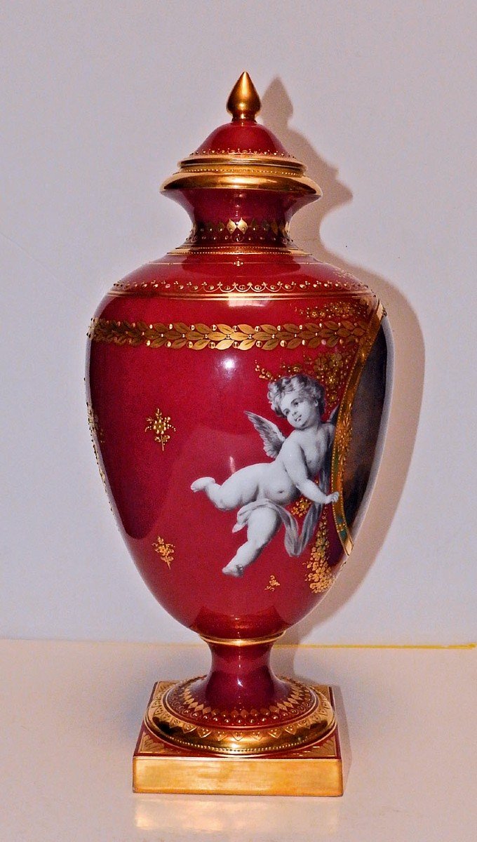 Vase Couvert En Porcelaine De Vienne 19-20 ème-photo-4