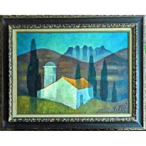 Oil On Canvas By Toffoli “la Petite Chapelle”