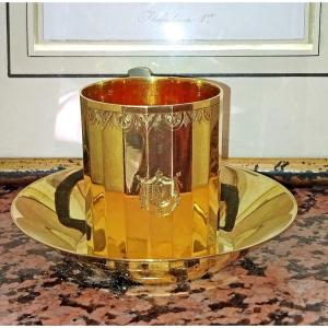 Tasse et sous tasse en vermeil, Service De Campagne De l'Empereur Napoléon 1er, Réédition (1)