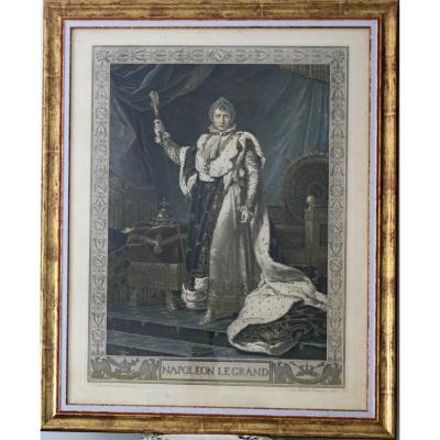 Lithographie couleur Napoléon1er En grand costume Du sacre