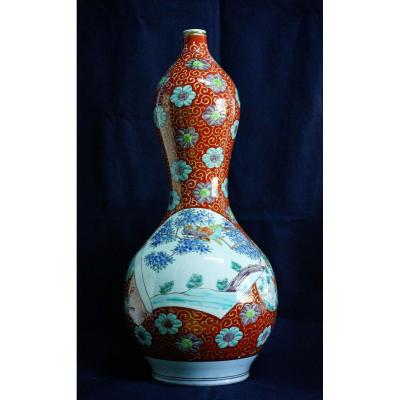 Grand Double Gourd Vase Porcelain Arita Japan 1850