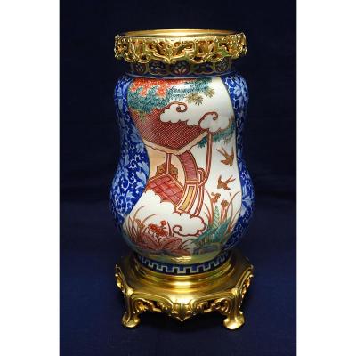 Vase Porcelain Fukagawa Japan Mount Dore Bronze