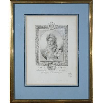 Lithographie Portrait De l'Impératrice Marie Louise 19ème