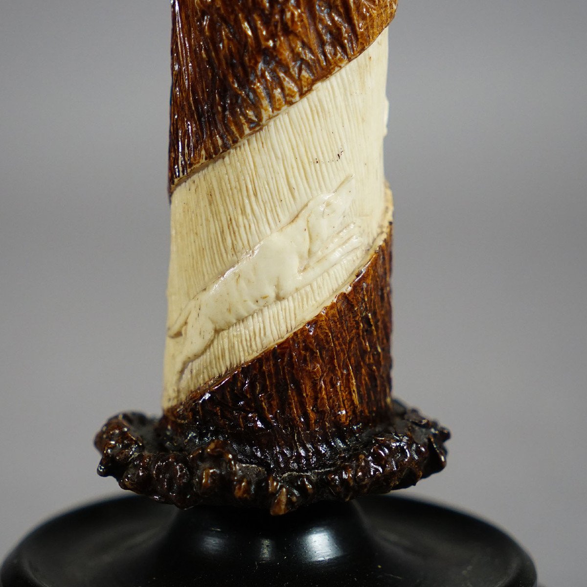 Proantic: Pair Of Finely Carved Victorian Deer Antler Candlesticks, Ge