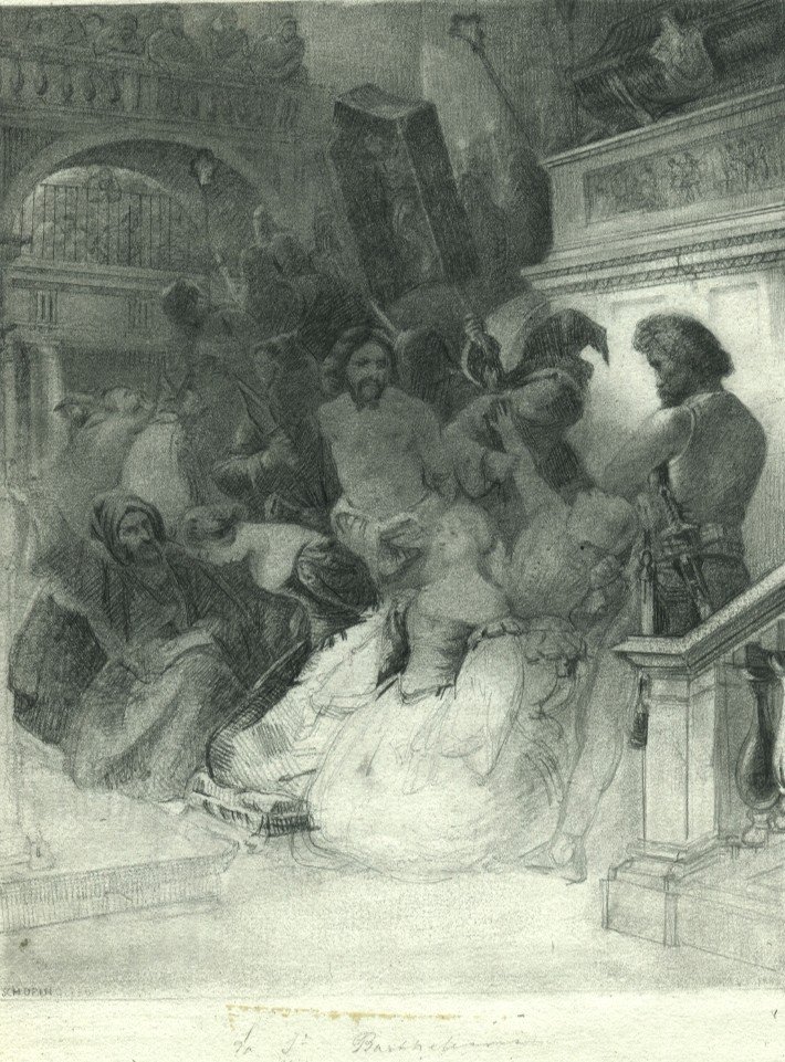 Frédéric  Schopin (1804-1880) Saint Barthélemy - Original Drawing