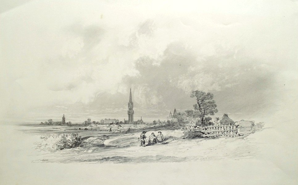 Original Drawing By Jules Achille Noël (1810-1881) - Brittany - Animated Landscape