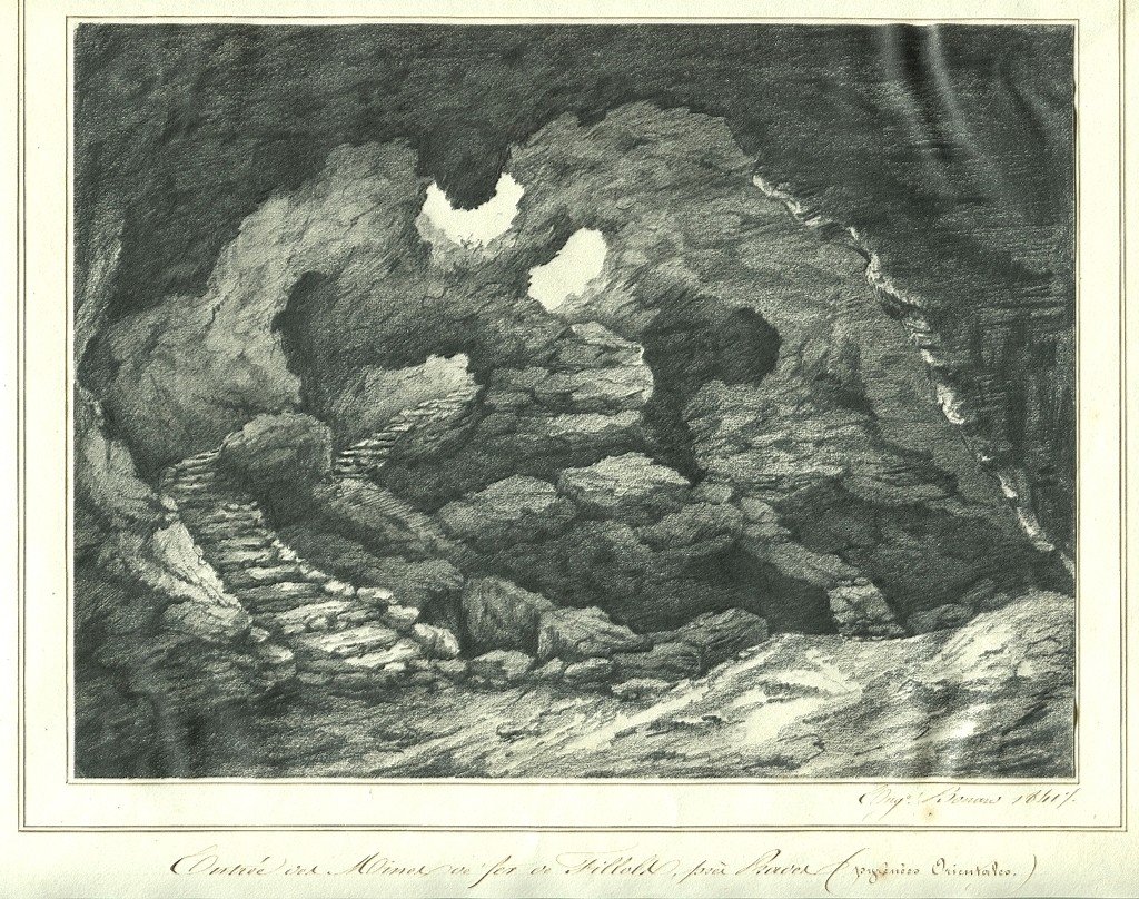 Entrée De La Mine De Fer De Fillols - Dessin Original Ancien-photo-2