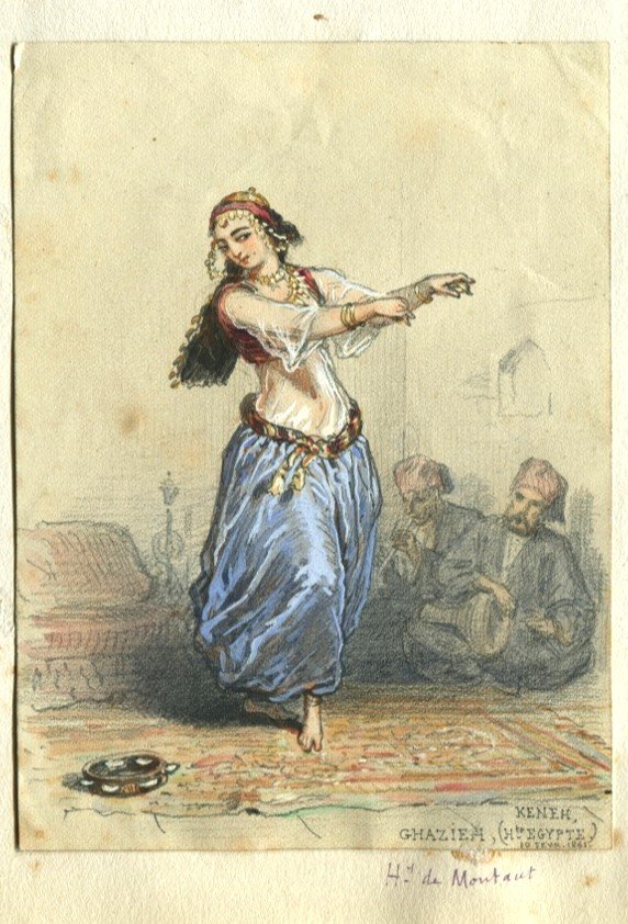 Henri De Montaut (1825-1890) Danseuse  Orientale - Dessin Orientaliste Ancien-photo-2