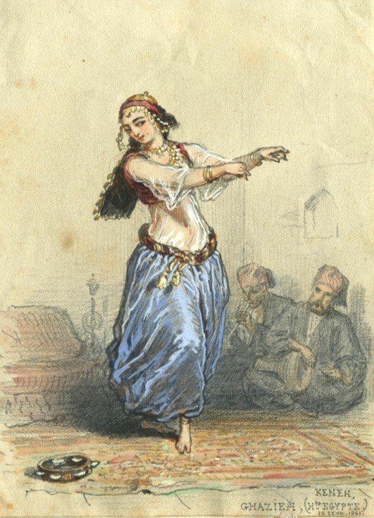 Henri De Montaut (1825-1890) Danseuse  Orientale - Dessin Orientaliste Ancien