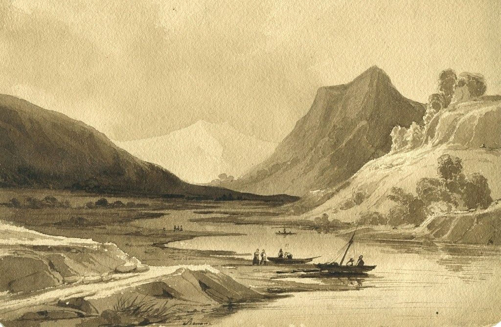 Charles Caïus Renoux (1795-1846) Landscape - Original Old Wash Drawing