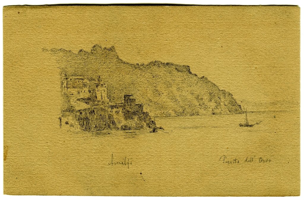 Original Drawing - Amalfi - Landscape - Italy - Félix Charvolin (1832-)