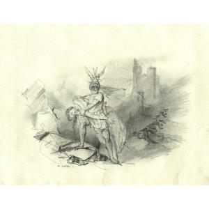 Gauloiserie - Dessin original de Alexandre SOLDÉ (1822-1893)