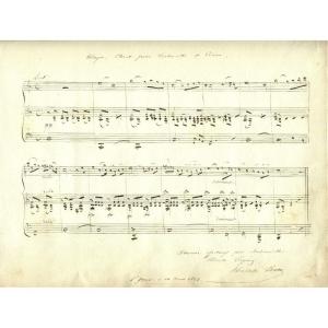Manuscrit Musical de Alexandre BATTA  (1816-1902) Partition  Plume et encre- Adagio
