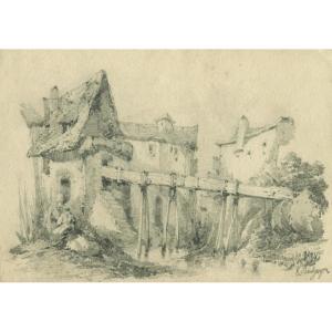 Eugène DESHAYES (1828-1891)  Dessin original ancien