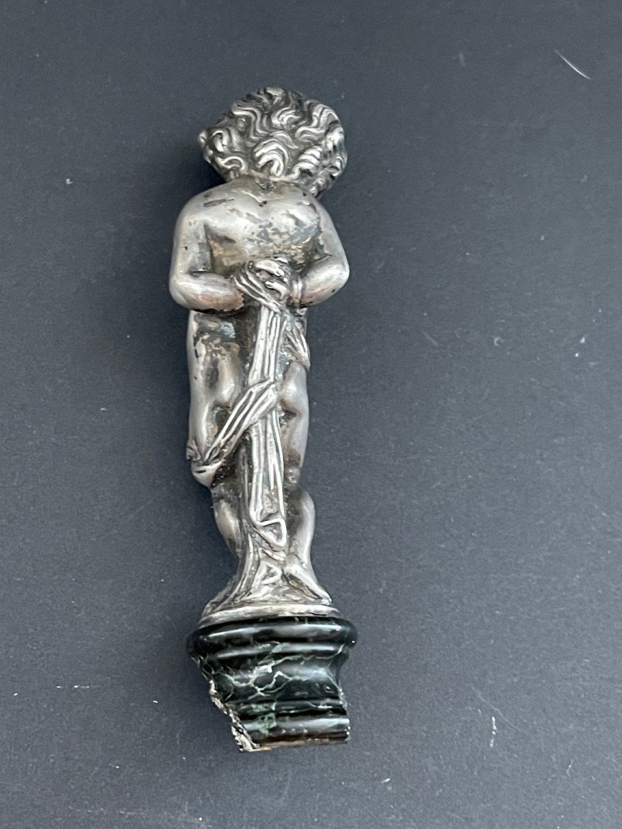 Extremely Rare Miniature Silver Sculpture Curiosa Eros With Tied Hands-photo-3