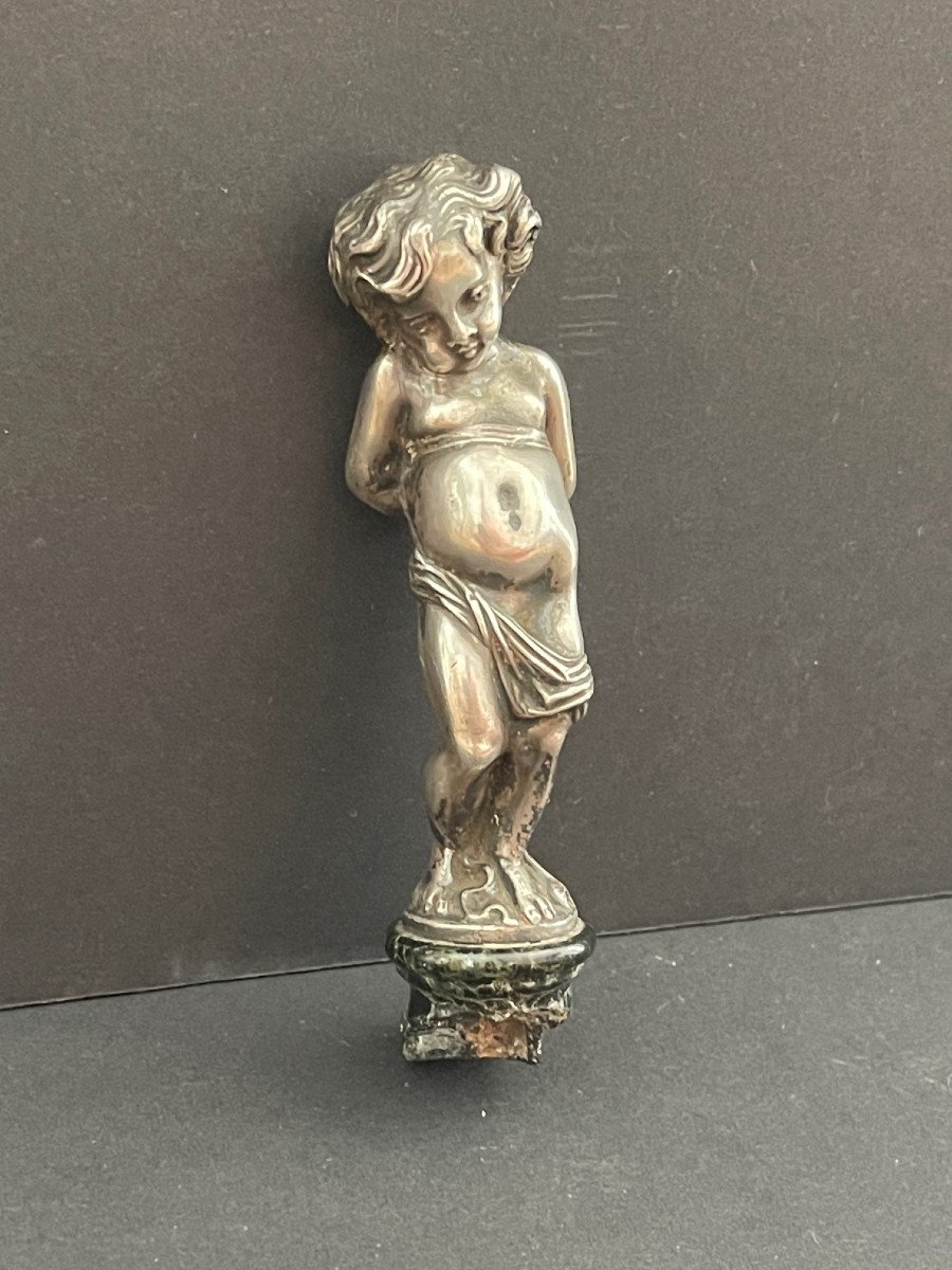 Extremely Rare Miniature Silver Sculpture Curiosa Eros With Tied Hands-photo-4