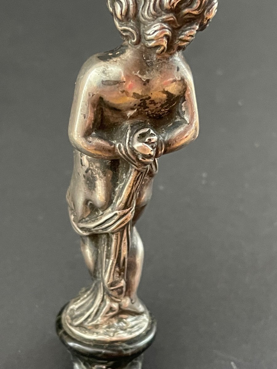 Extremely Rare Miniature Silver Sculpture Curiosa Eros With Tied Hands-photo-3