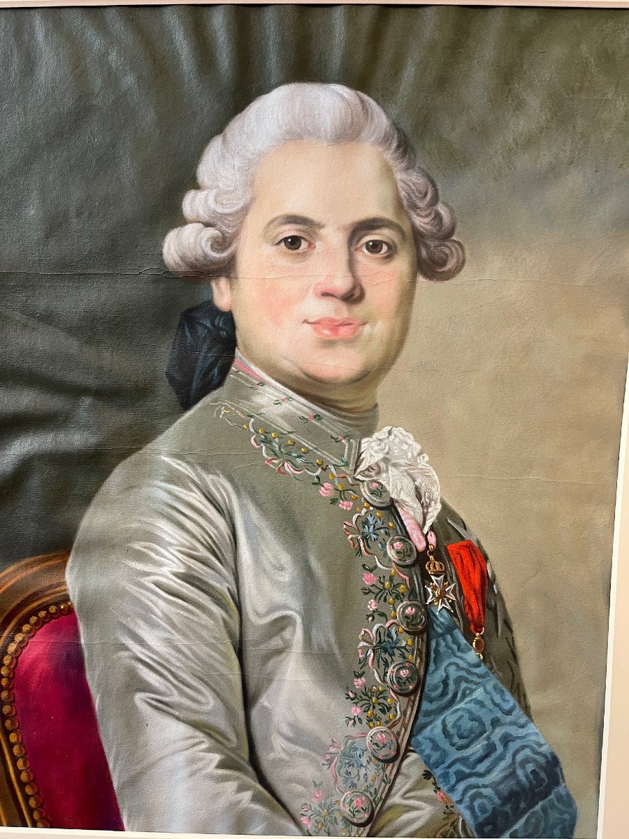 Grande Peinture Comte De Provence Louis XVIII Tableau Portrait Roi De France-photo-3