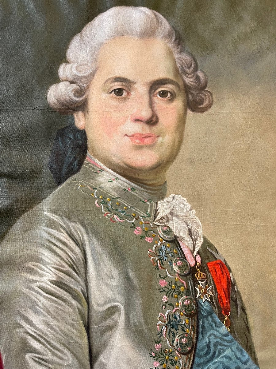 Grande Peinture Comte De Provence Louis XVIII Tableau Portrait Roi De France-photo-3