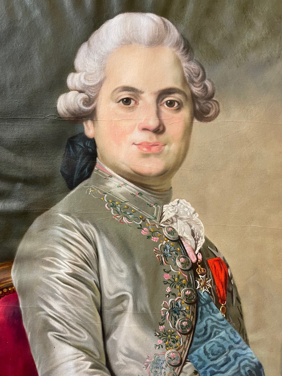 Grande Peinture Comte De Provence Louis XVIII Tableau Portrait Roi De France-photo-6