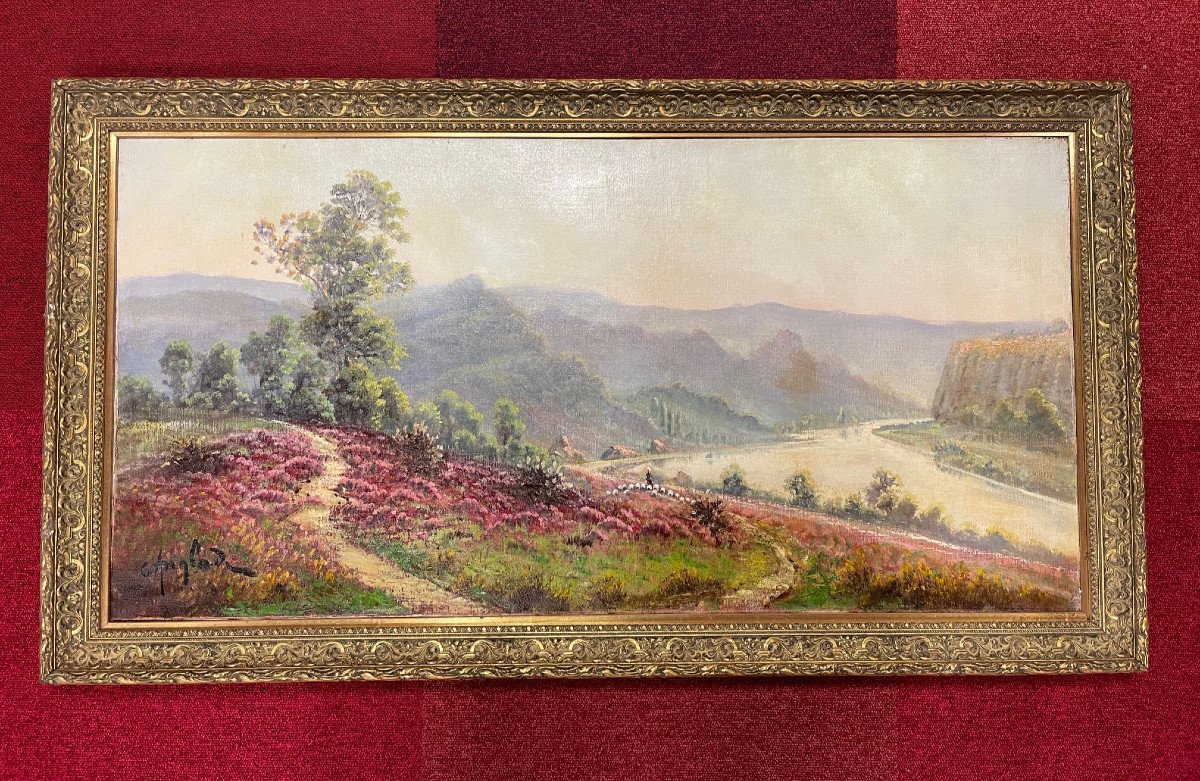 Unique Signed Painting Landscape Gaston Anglade Corrèze Crozant School-photo-6