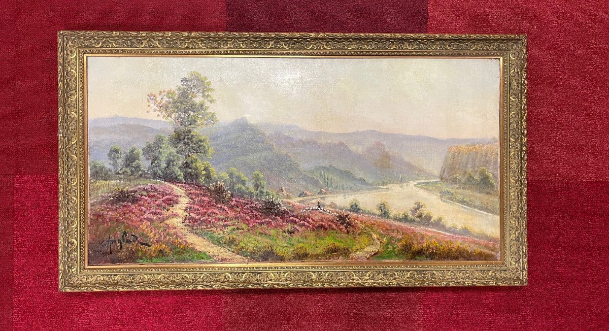 Unique Signed Painting Landscape Gaston Anglade Corrèze Crozant School-photo-7