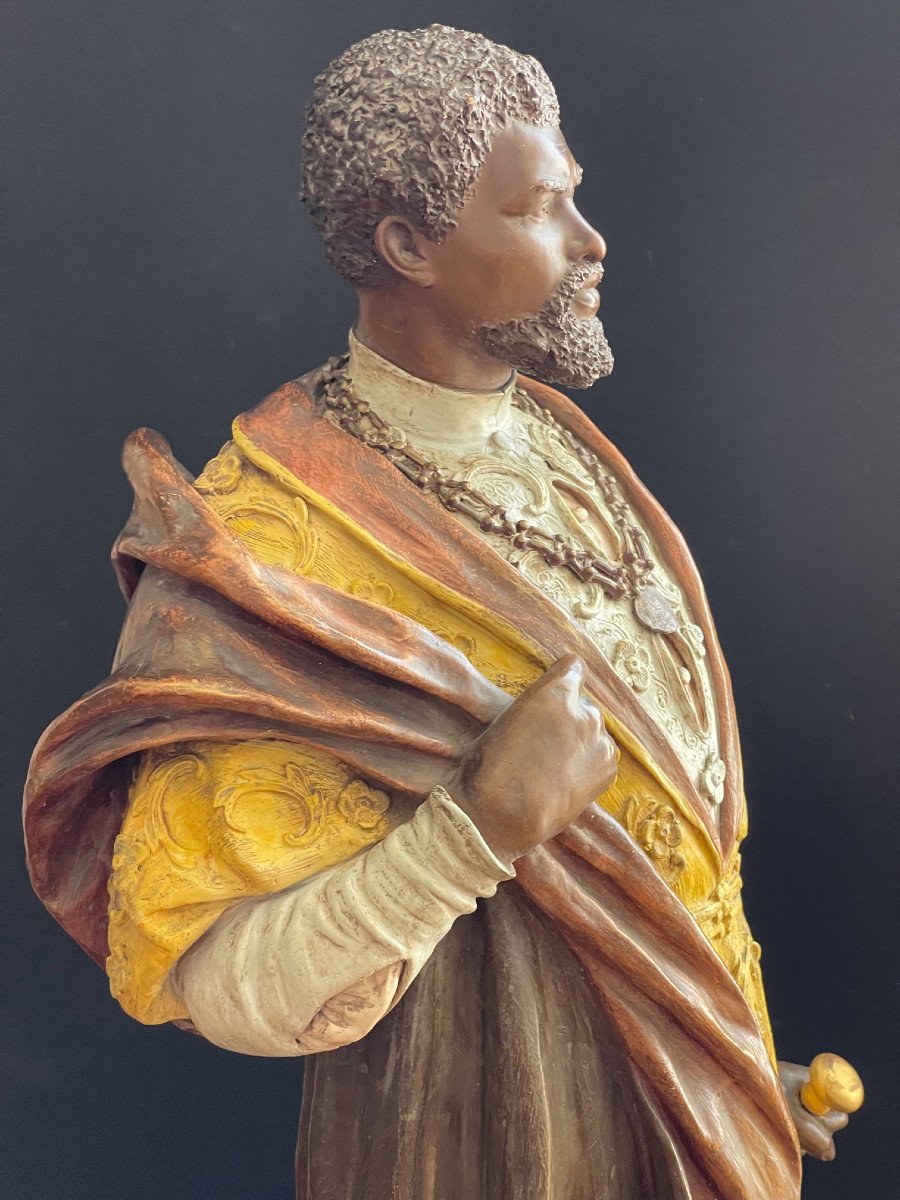 Very Rare Large Terracotta Signed Othello Goldscheider Austria 1890 19th Century-photo-3