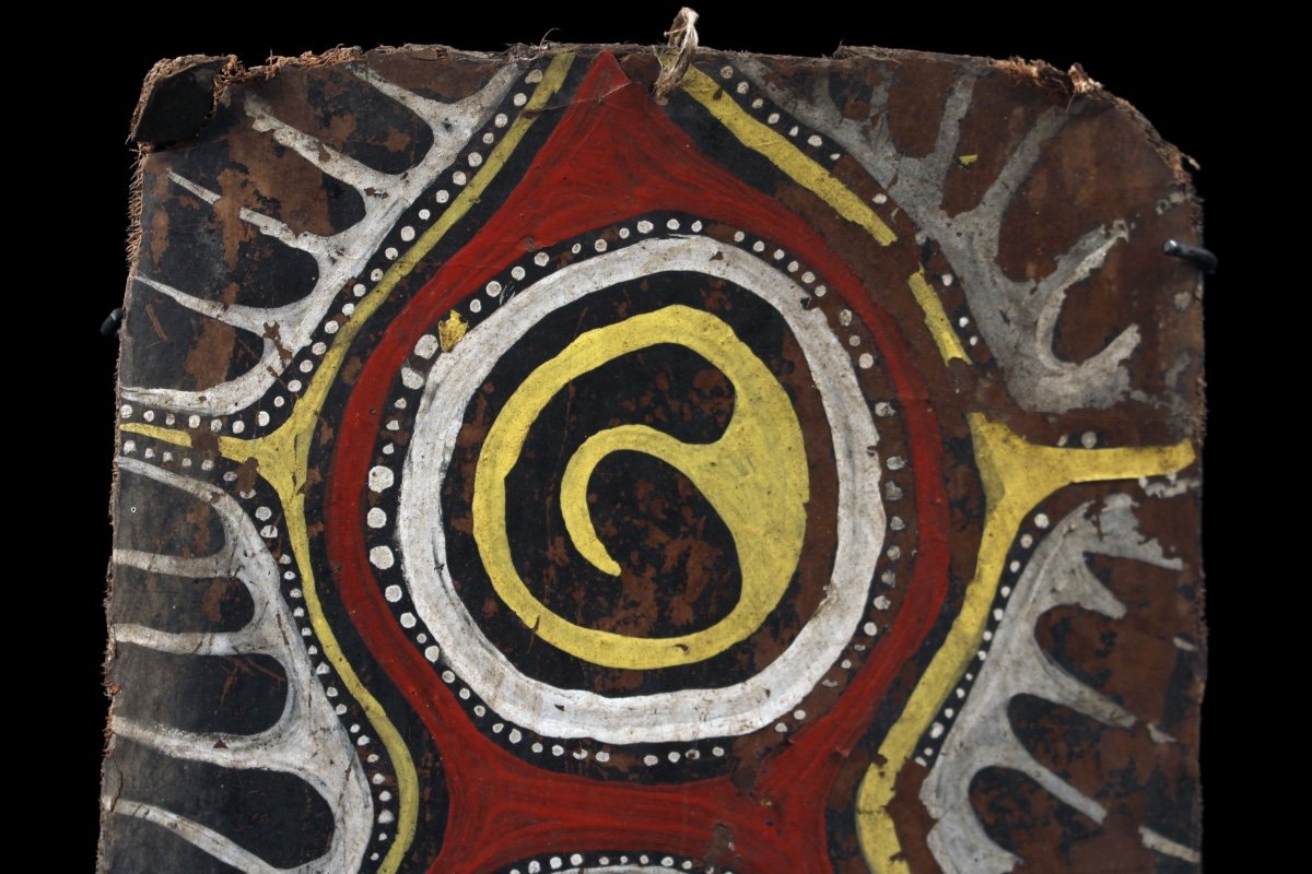 Small Painted Bark, Papua New Guinea, Primitive Art, Oceanic Art, Tribal Art-photo-2