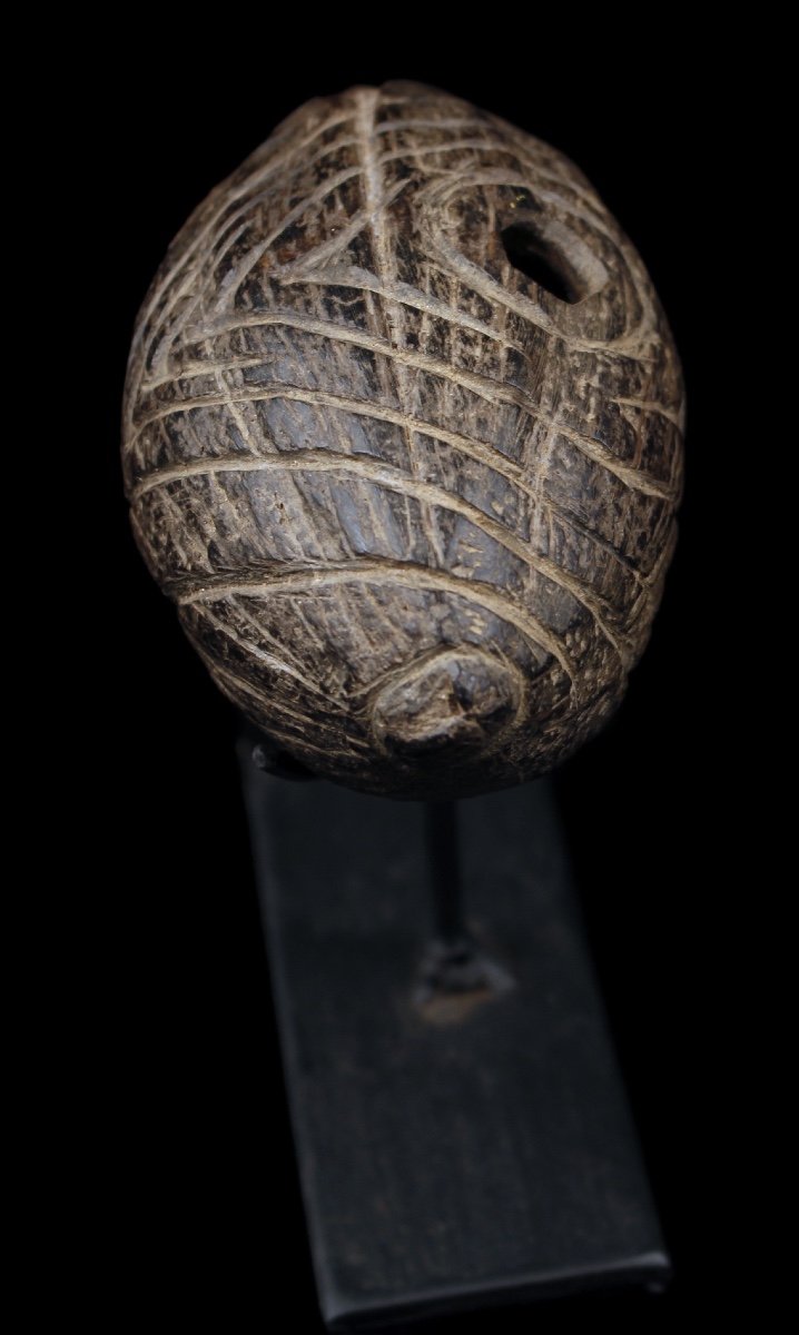 Chiseled Coconut, Tribal Art, Oceanic Art, Papua New Guinea, Ritual Flute-photo-4