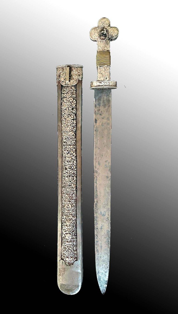 Antique Ceremonial Sword Tibet 19th Art First Art Of Tibet-photo-2