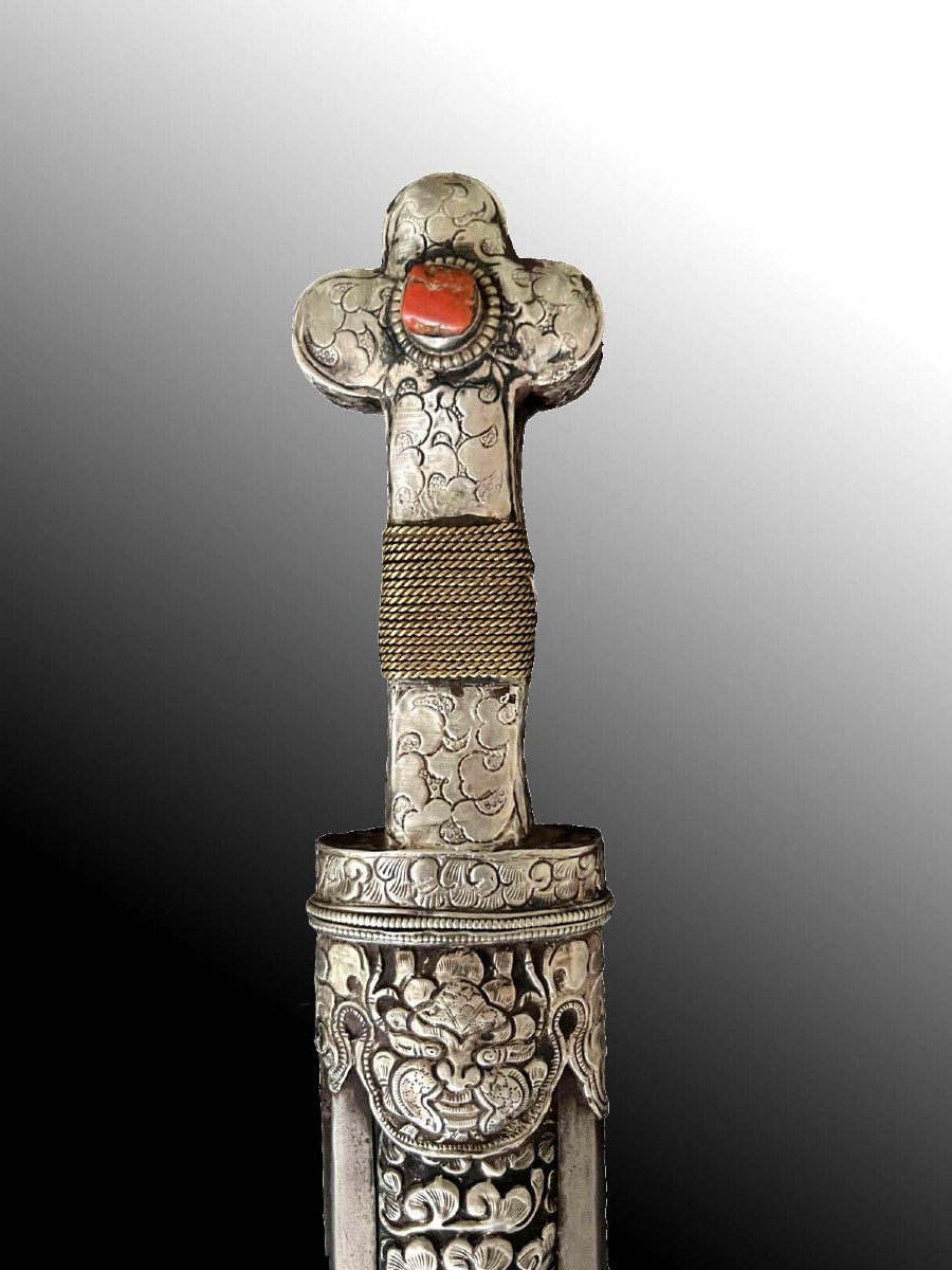 Antique Ceremonial Sword Tibet 19th Art First Art Of Tibet-photo-4