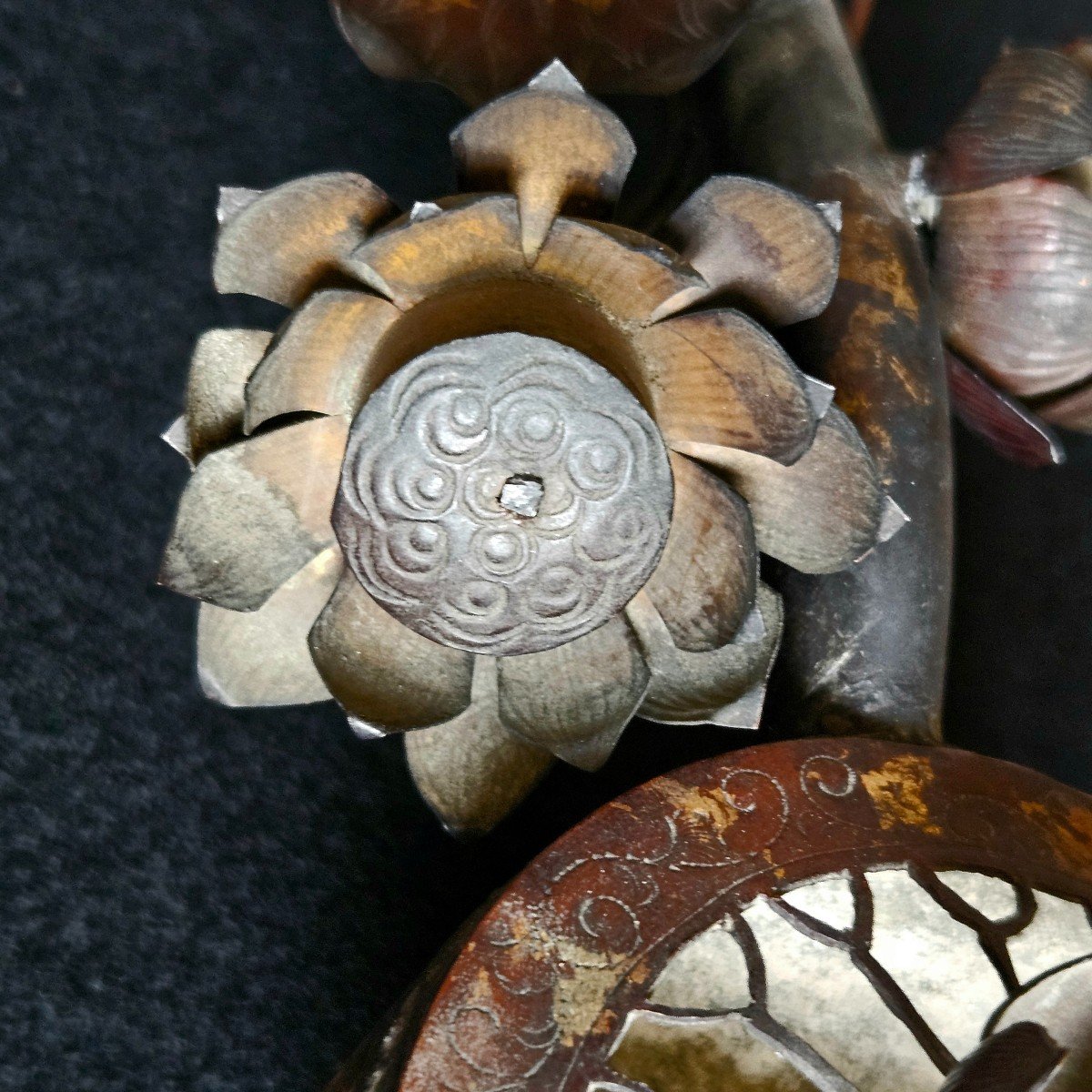 Japanese Gilded Iron Incense Burner Representing A Lotus Flower -photo-4