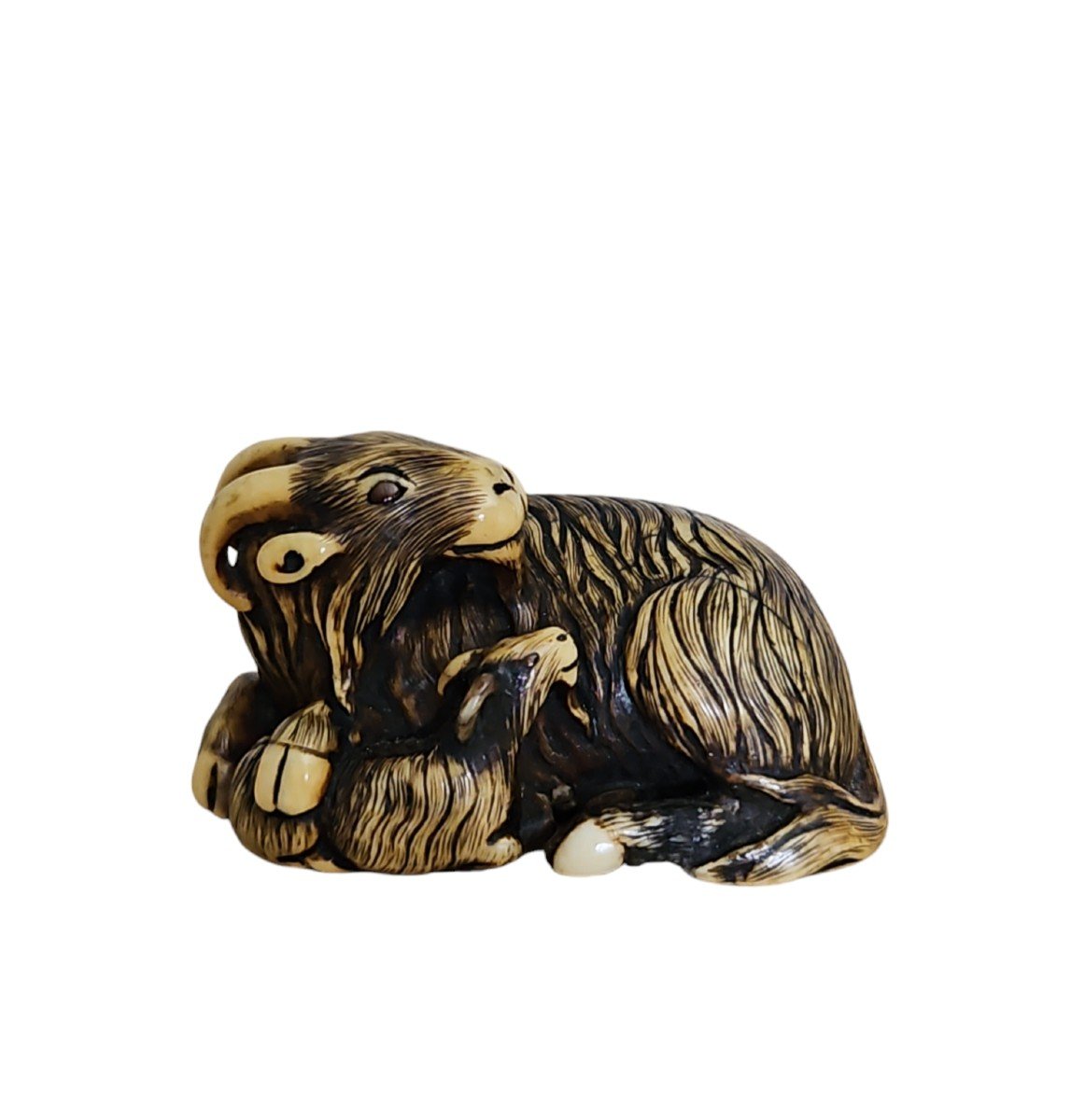 Chèvre Avec Son Petit,  Netsuke 