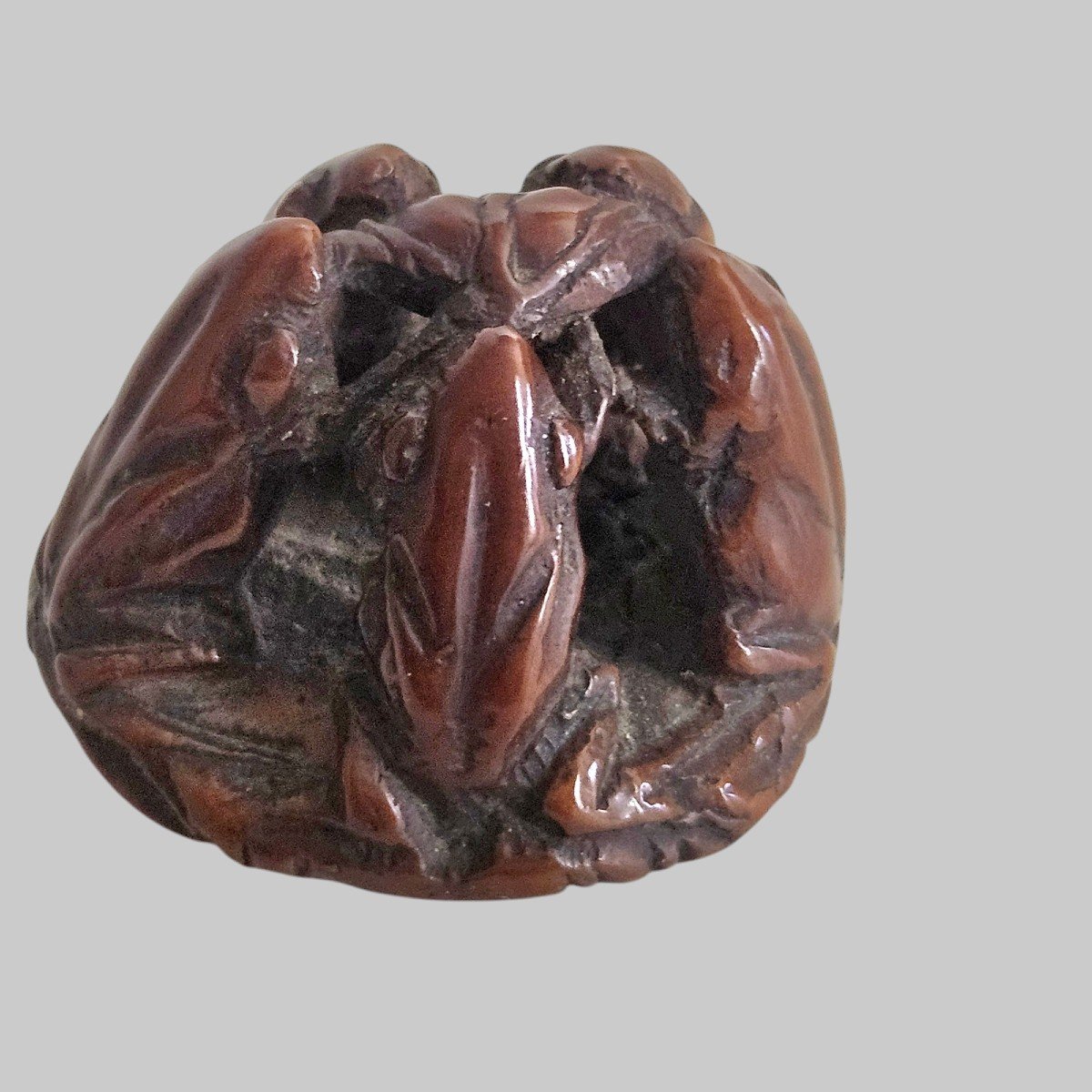 Netsuke Depicting 5 Frogs-photo-3