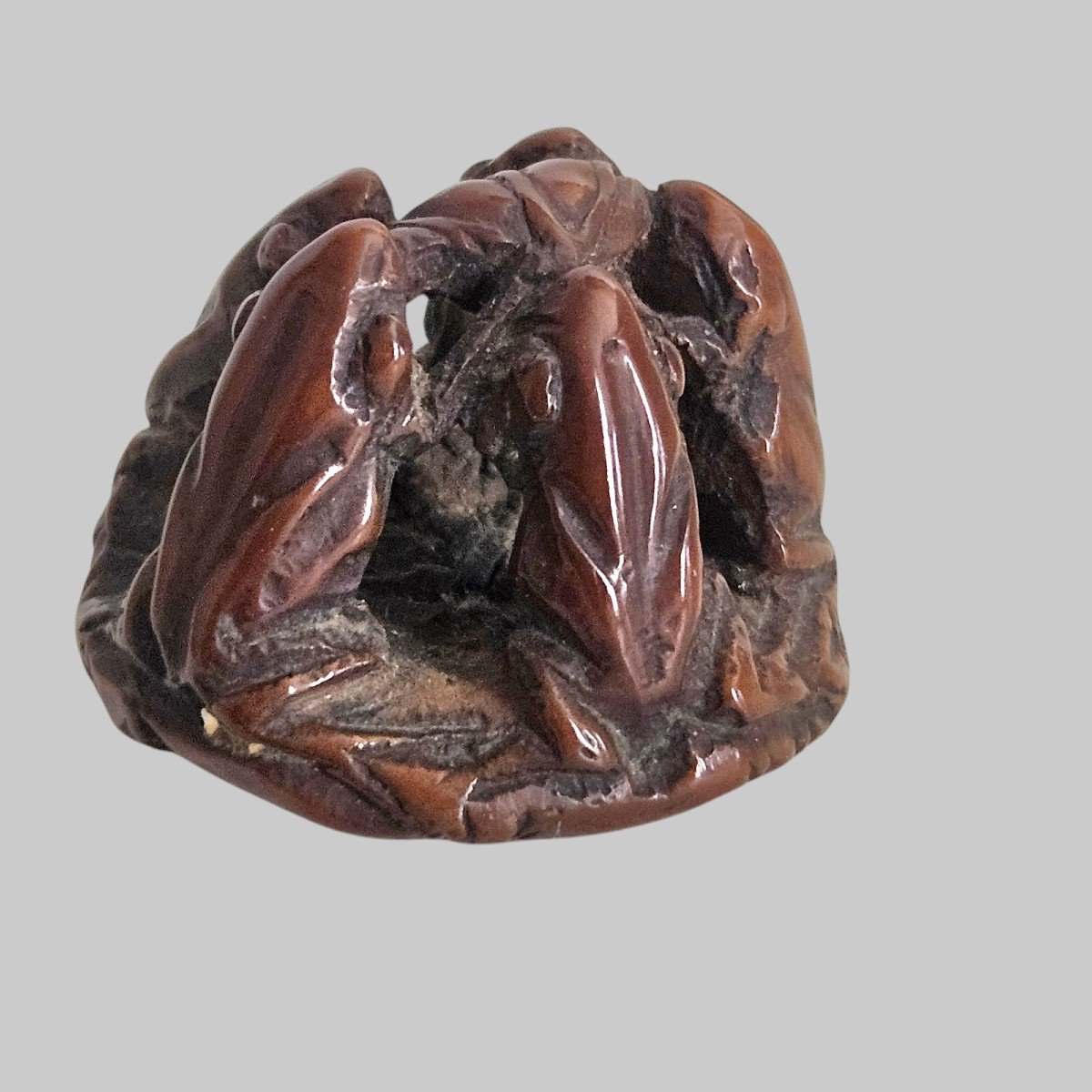 Netsuke Depicting 5 Frogs-photo-3