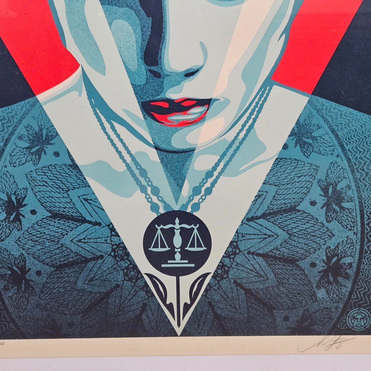 Lithograph Justice Woman Blue-photo-3