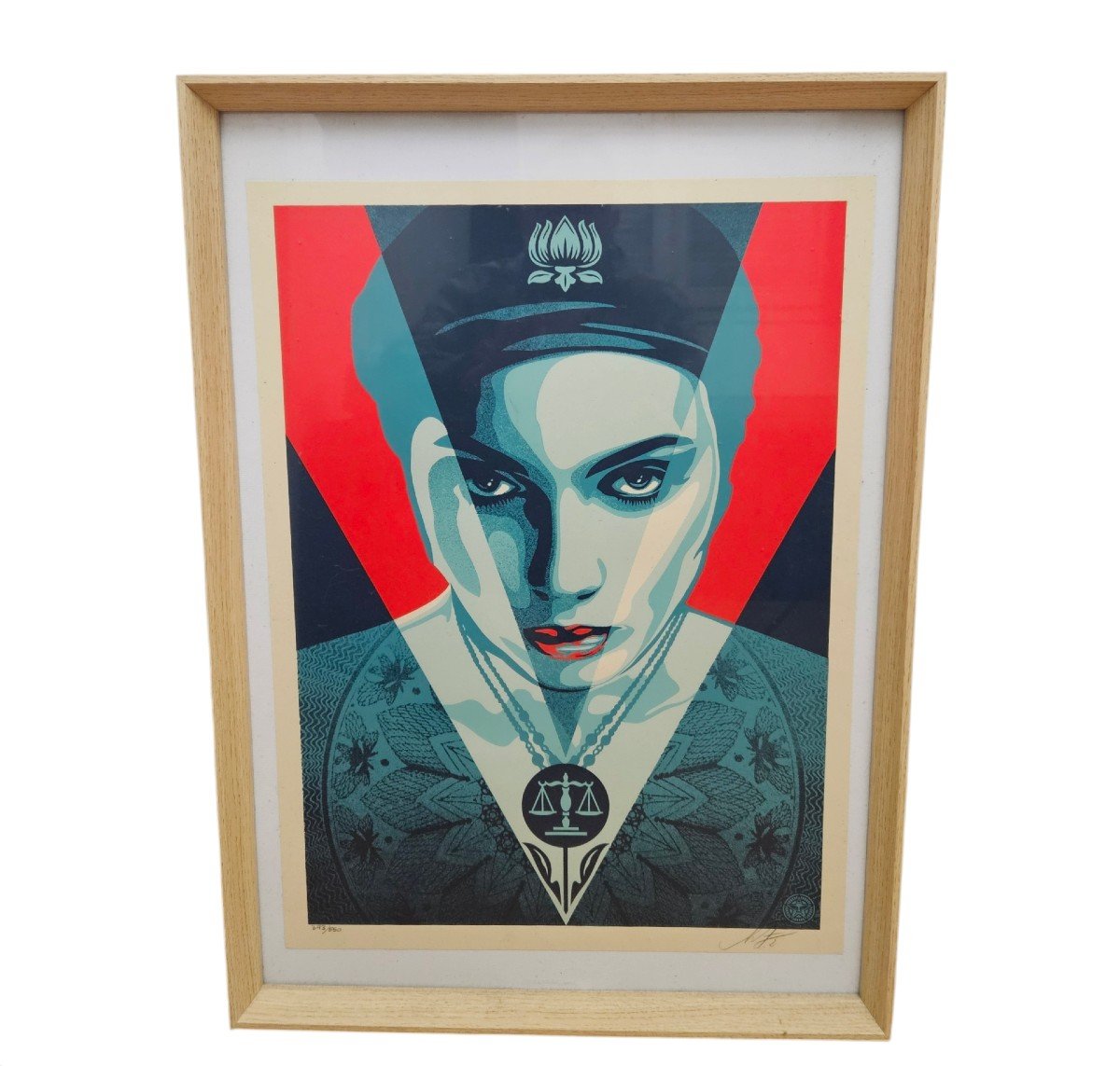 Lithograph Justice Woman Blue