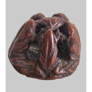 Netsuke Représentant 5 Grenouilles