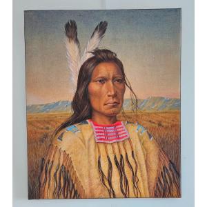 Kalispel, Painting Of A Native American 