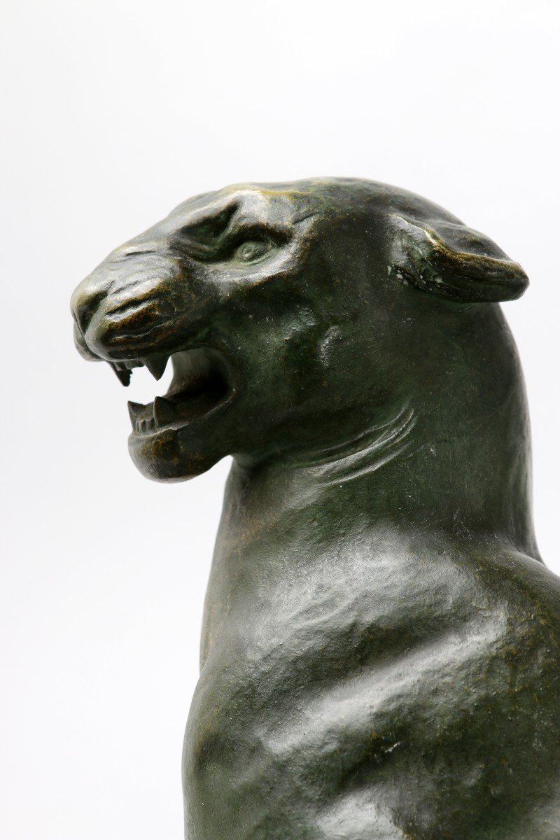 Art Deco  Lioness Bronze-photo-7